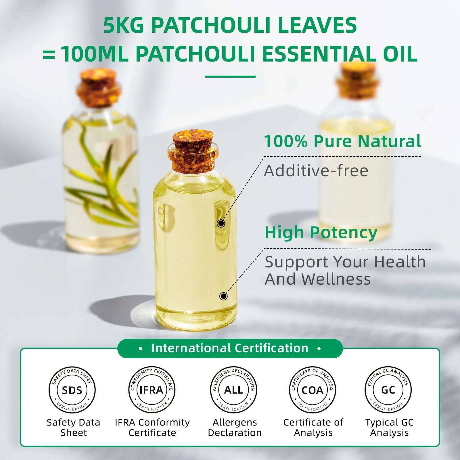 HIQILI 100ML Patchouli Essential Oils,100% Pure Nature for Aromatherapy, Diffuser, Humidifier, Massage, Keep happy, Candle - KIMLUD