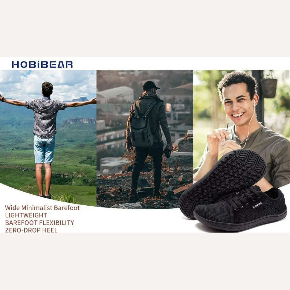 HOBIBEAR Unisex Wide Barefoot Shoes for Men Women Outdoor Trail Running Minimalist Walking Shoes Lightweight and Breathable - KIMLUD