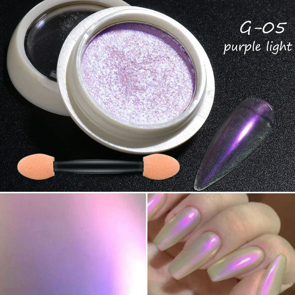 KIMLUD, Holographic Solid Mirror Nail Glitter Laser Metallic Rubbing Dust Chrome Powder Shinning Manicure Decoration Pigment CHLF01-07-1, G-05, KIMLUD APPAREL - Womens Clothes