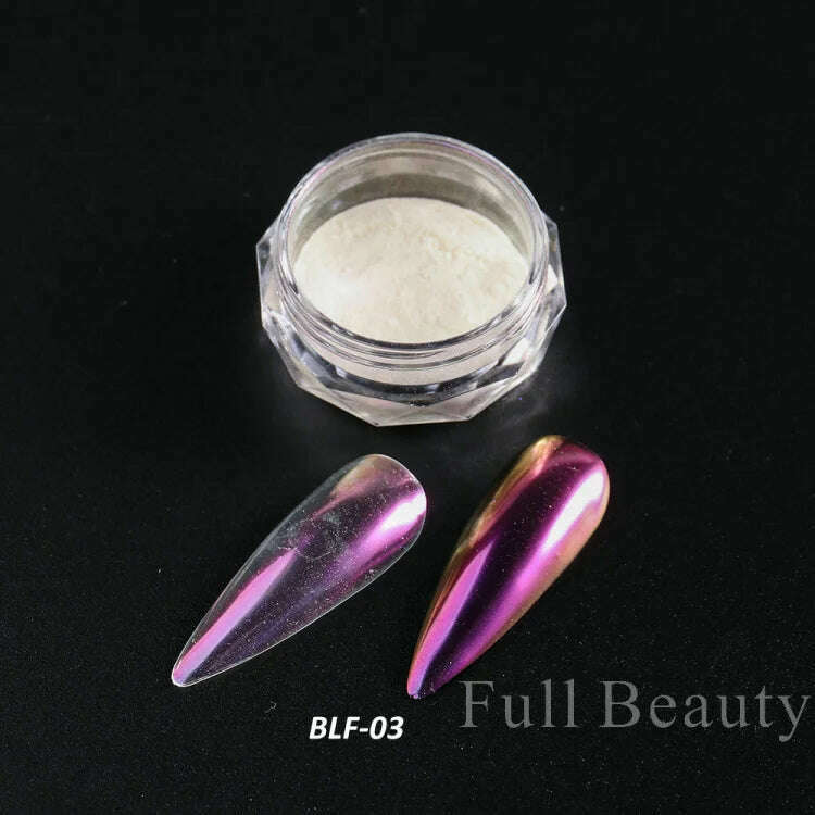 KIMLUD, Holographic Solid Mirror Nail Glitter Laser Metallic Rubbing Dust Chrome Powder Shinning Manicure Decoration Pigment CHLF01-07-1, KIMLUD Womens Clothes