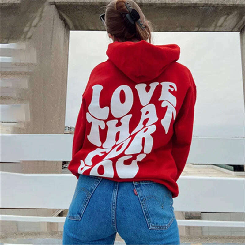 KIMLUD, Hoodie Women 2022 Words On Back Hoodie Graphic Hoodie Harajuku Sweatshirts Women Autumn Winter Sweatshirt Coat Y2K Top, KIMLUD Womens Clothes