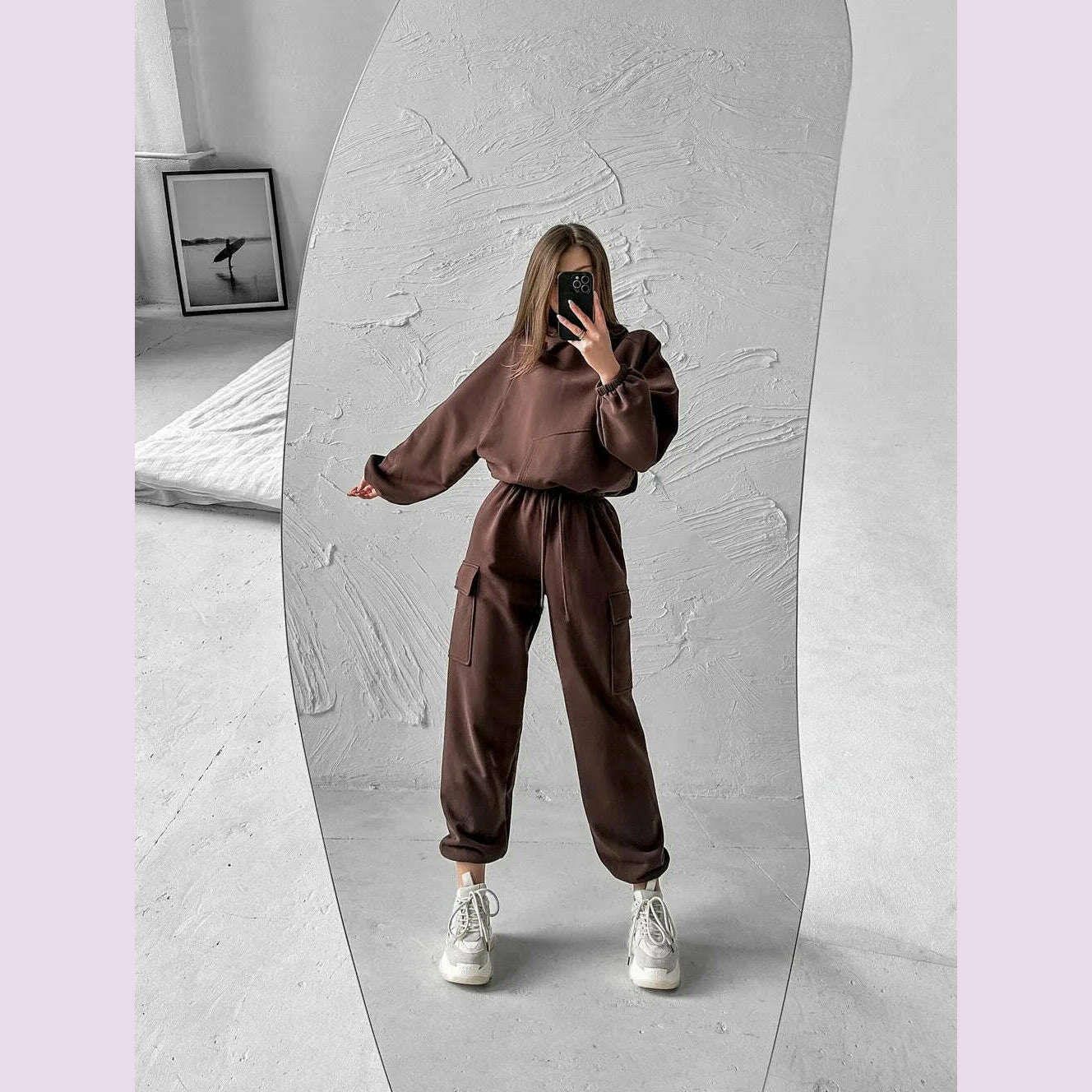 KIMLUD, Hoodies And Pants Hoodies Set Clothes Women Two Pieces Sweatshirts trousers sets sets for women 2 pieces Woman clothing, Coffee / L, KIMLUD APPAREL - Womens Clothes