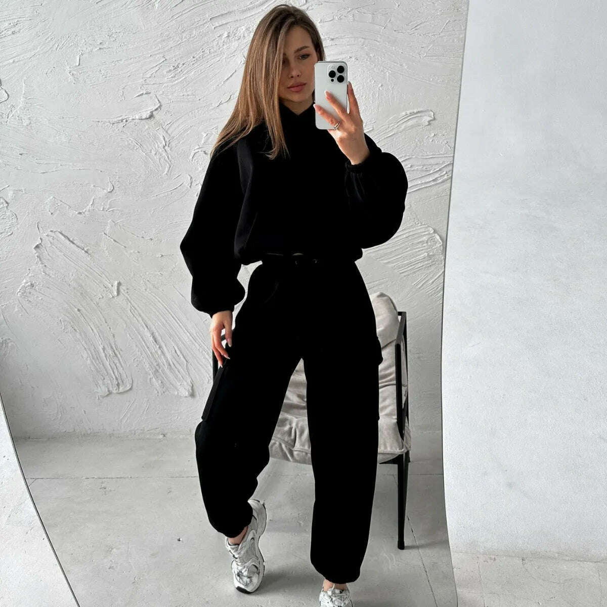 KIMLUD, Hoodies And Pants Hoodies Set Clothes Women Two Pieces Sweatshirts trousers sets sets for women 2 pieces Woman clothing, Black / S, KIMLUD APPAREL - Womens Clothes