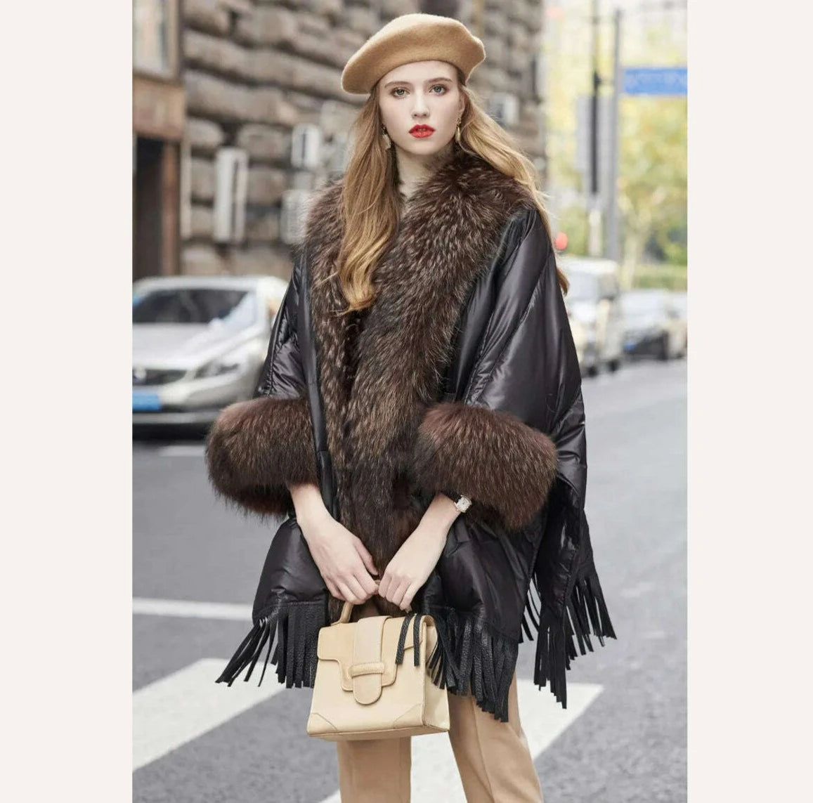 KIMLUD, Hot 2023 European Trend Fashion American Women Winter Jacket Real Raccoon Fur Streetwear Fashion Cloak Goose Down Down Coat, KIMLUD Womens Clothes