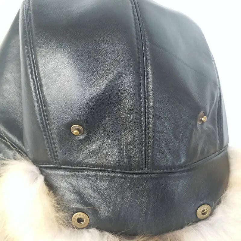 Hot high-end luxury fur hat Men's fox fur hat Lei Feng cap ear cap fur necessary hat Real fur hat 100% Sheepskin top fox hat - KIMLUD