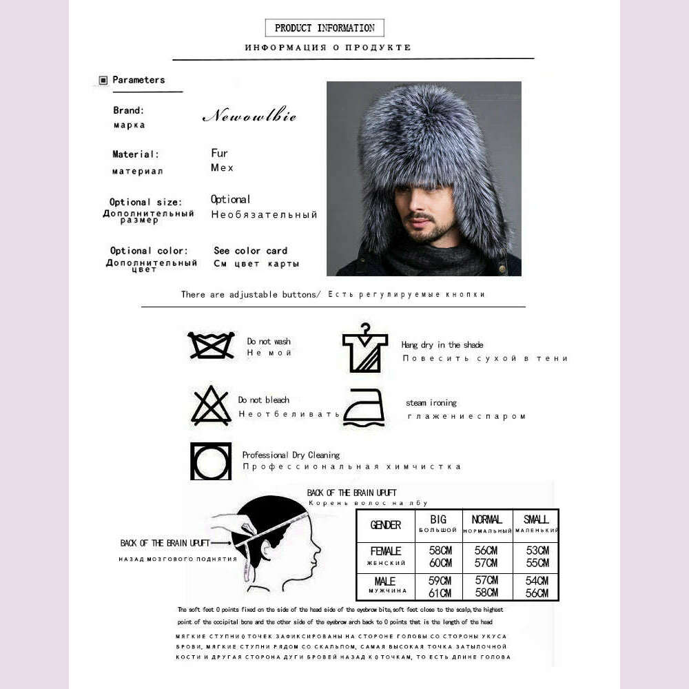 KIMLUD, Hot high-end luxury fur hat Men's fox fur hat Lei Feng cap ear cap fur necessary hat Real fur hat 100% Sheepskin top fox hat, KIMLUD Womens Clothes