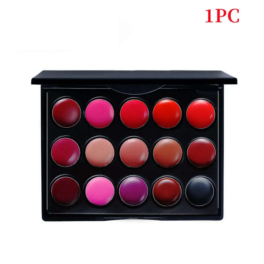 KIMLUD, Hot Sale 15 Colors/Set Women Moisturizing Long Lasting Lip Gloss Palette Girls Nude Cosmetic Makeup Lip Tools Lipstick Female, 1PC, KIMLUD APPAREL - Womens Clothes