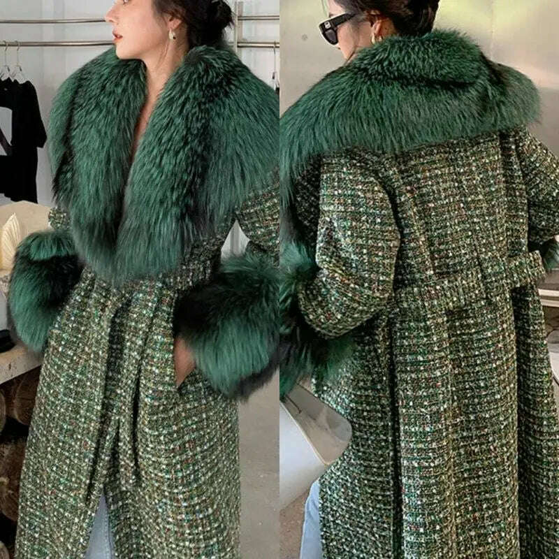 Hot Sale High-end Wool Coat Thick Imitation Fox Fur Quilted Suit Casacos De Inverno Feminino 2024 Long Winter Jacket Women - KIMLUD