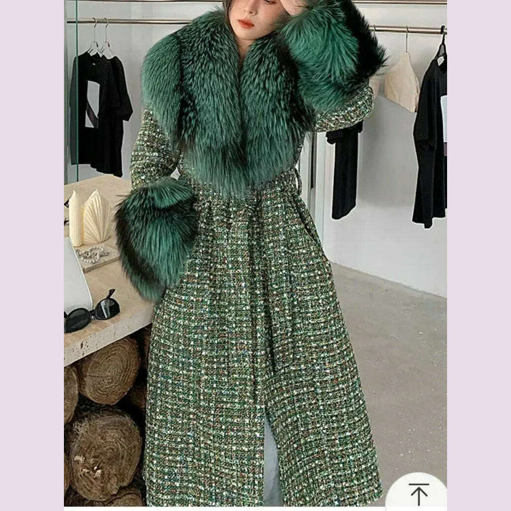 Hot Sale High-end Wool Coat Thick Imitation Fox Fur Quilted Suit Casacos De Inverno Feminino 2024 Long Winter Jacket Women - KIMLUD