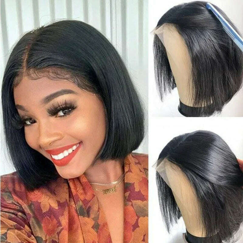 Hot Sale Short BOB Wig T Part Side Part Bob Wigs Lace Frontal Cuticle Aligned Pre Plucked Brazilian Human Hair for Black Women - KIMLUD