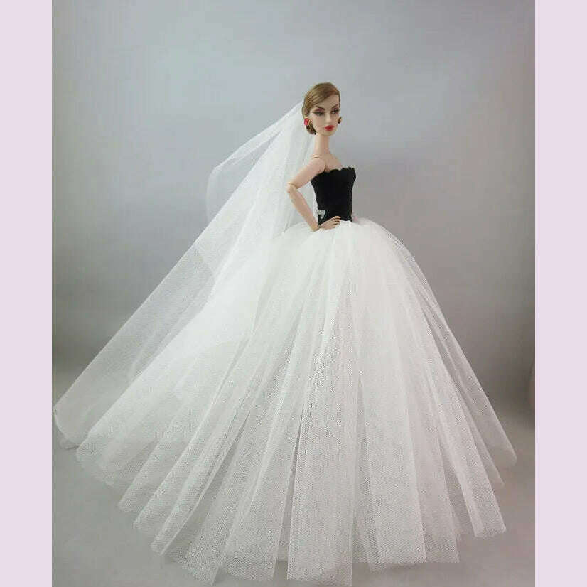 hot Wedding Dress for Barbie Doll Princess Evening Party Clothes Wears Long Dress Outfit Set for barbie clothes - KIMLUD