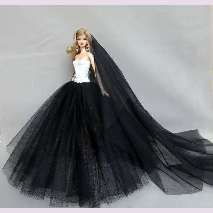 hot Wedding Dress for Barbie Doll Princess Evening Party Clothes Wears Long Dress Outfit Set for barbie clothes - KIMLUD