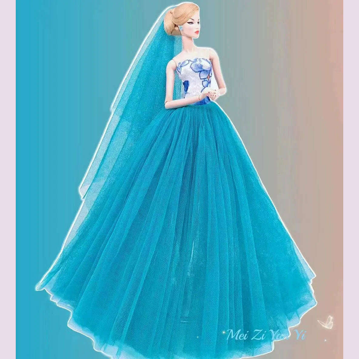 hot Wedding Dress for Barbie Doll Princess Evening Party Clothes Wears Long Dress Outfit Set for barbie clothes - KIMLUD