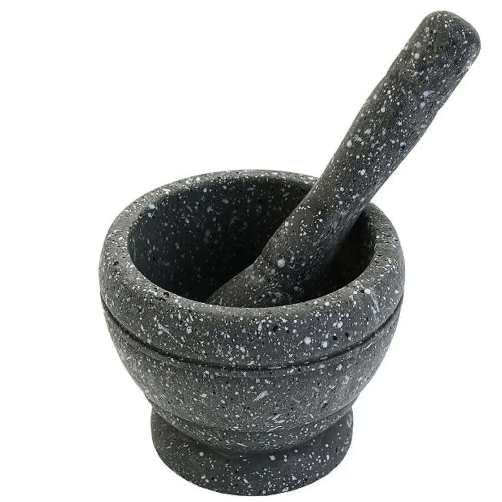 KIMLUD, Household Grinder Pressing Garlic Mashed Garlic Mashing Pot Manual Mashing Medicine Pot Jujube Wood Pounding Garlic Stone Mortar, GRAY, KIMLUD APPAREL - Womens Clothes