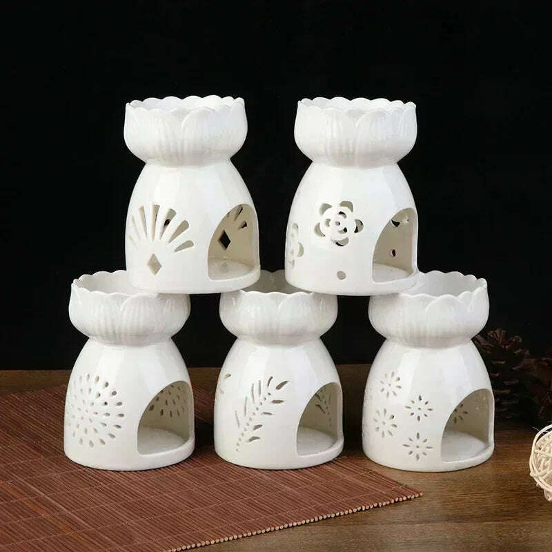 Household Romantic Ceramic Aromatherapy Stove Indoor Candle Retro Aromatherapy Stove Bedroom Lamp Stove - KIMLUD