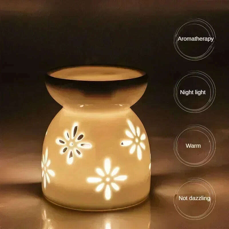 Household Romantic Ceramic Aromatherapy Stove Indoor Candle Retro Aromatherapy Stove Bedroom Lamp Stove - KIMLUD