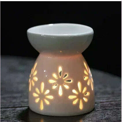 Household Romantic Ceramic Aromatherapy Stove Indoor Candle Retro Aromatherapy Stove Bedroom Lamp Stove - KIMLUD