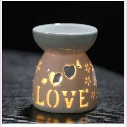 Household Romantic Ceramic Aromatherapy Stove Indoor Candle Retro Aromatherapy Stove Bedroom Lamp Stove - KIMLUD