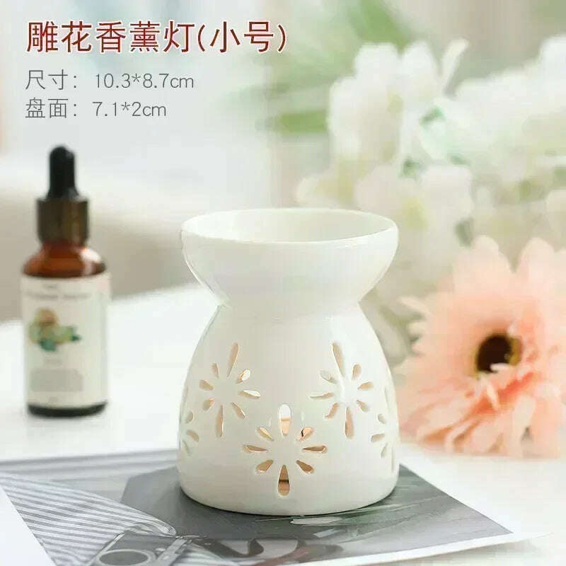 Household Romantic Ceramic Aromatherapy Stove Indoor Candle Retro Aromatherapy Stove Bedroom Lamp Stove - KIMLUD