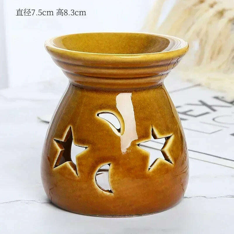 Household Romantic Ceramic Aromatherapy Stove Indoor Candle Retro Aromatherapy Stove Bedroom Lamp Stove - KIMLUD