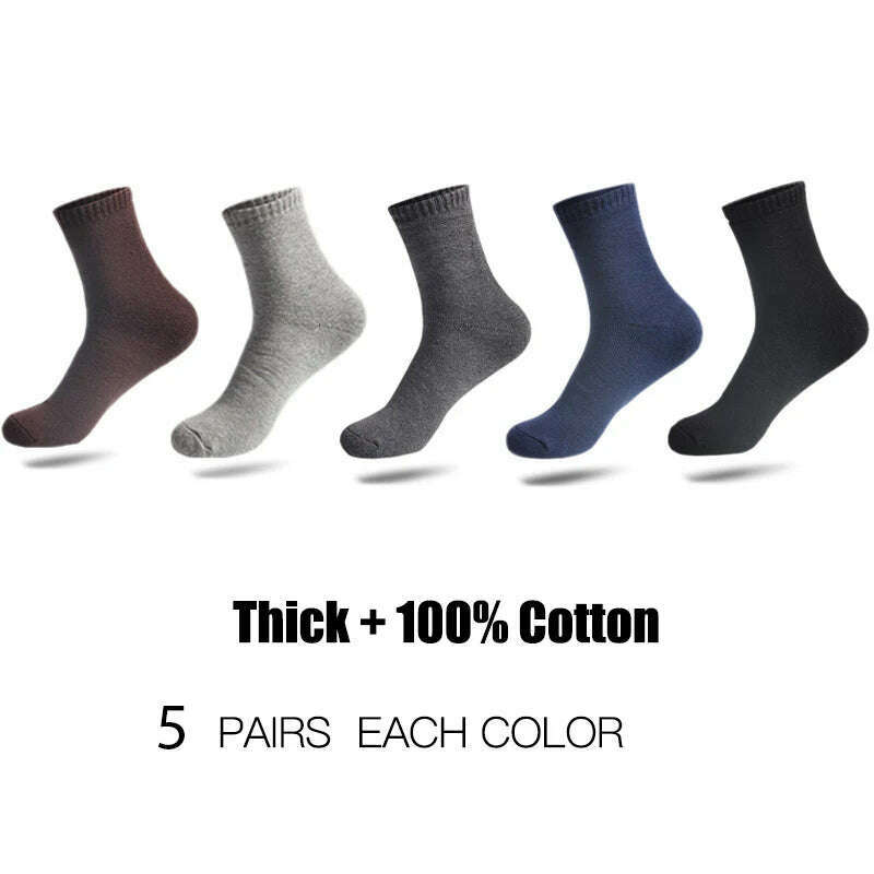 KIMLUD, HSS Brand 100% Cotton Men Socks High Quality 5 Pairs Thicken Warm Business Socks Black Autumn Winter For Male Thermal, KIMLUD Womens Clothes