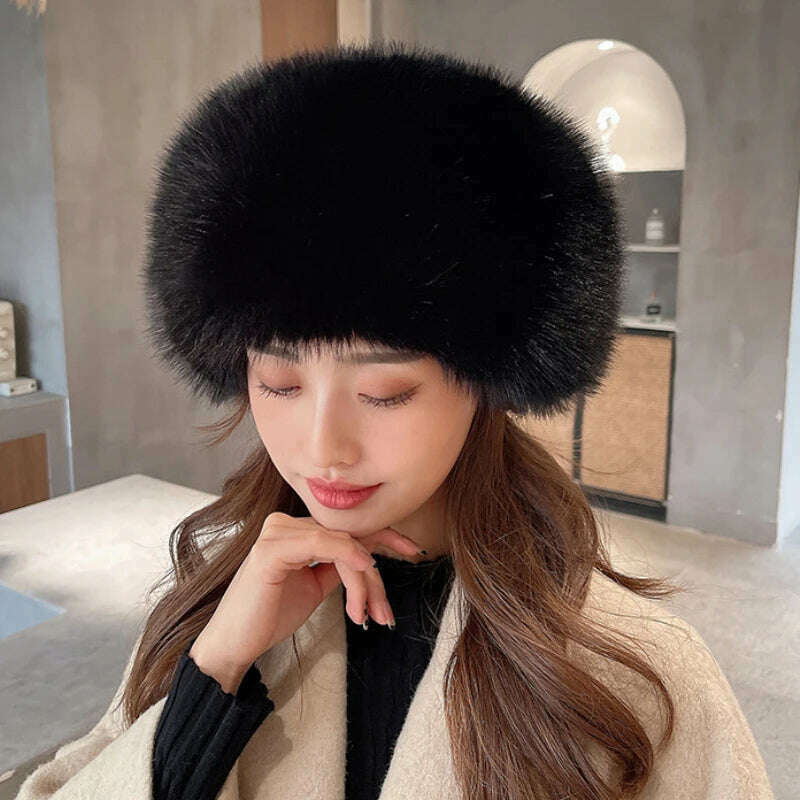 KIMLUD, HT3952 New Women Winter Hat Solid Multifunction Skullies Beanies Lady Thick Warm Fluffy Fur Hat Faux Fox Fur Bomber Hats Ushanka, KIMLUD Womens Clothes