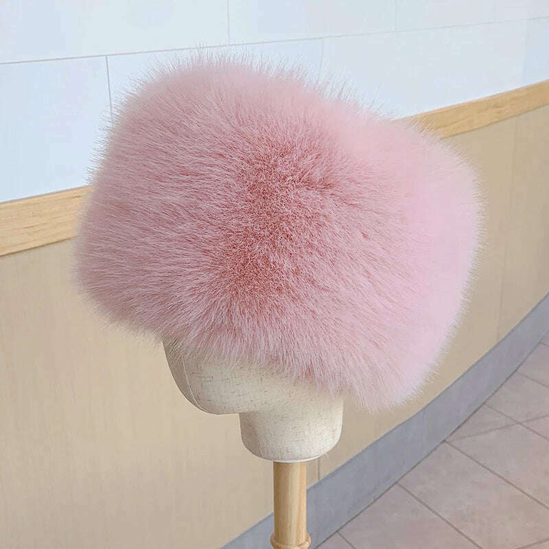 KIMLUD, HT3952 New Women Winter Hat Solid Multifunction Skullies Beanies Lady Thick Warm Fluffy Fur Hat Faux Fox Fur Bomber Hats Ushanka, Pink / 56-58cm, KIMLUD APPAREL - Womens Clothes