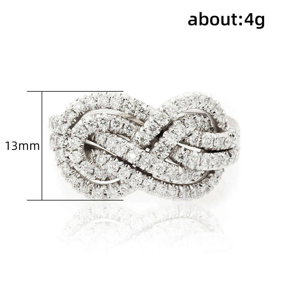 KIMLUD, Huitan 2023 New Woman Ring Twist Infinite Shape Crystal Cubic Zirconia Rings Exquisite Female Wedding Bands Fashion Jewelry Bulk, KIMLUD Womens Clothes