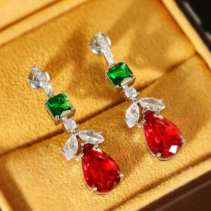 Huitan Fashion Women's Drop Earrings with Bright Cubic Zirconia Gorgeous Creative Trendy Pendant Accessories for Anniversary - KIMLUD