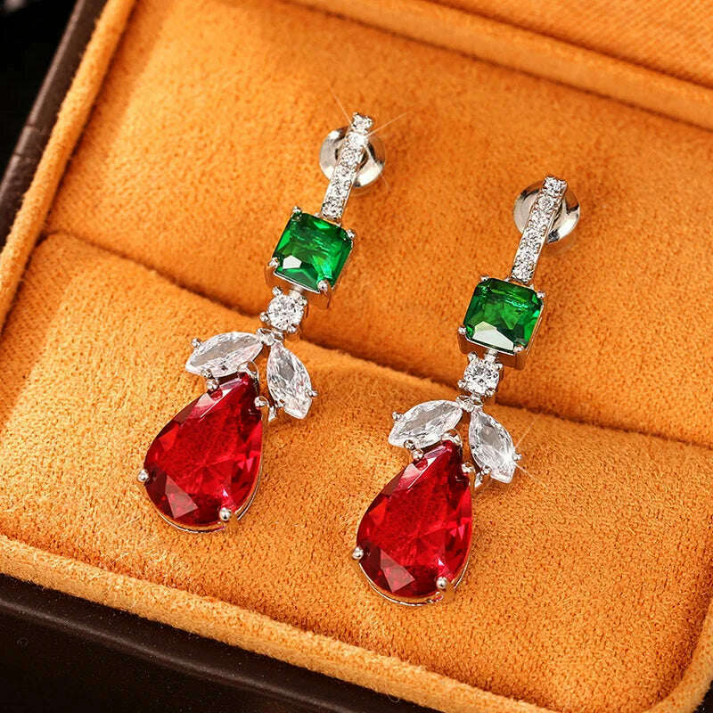 Huitan Fashion Women's Drop Earrings with Bright Cubic Zirconia Gorgeous Creative Trendy Pendant Accessories for Anniversary - KIMLUD