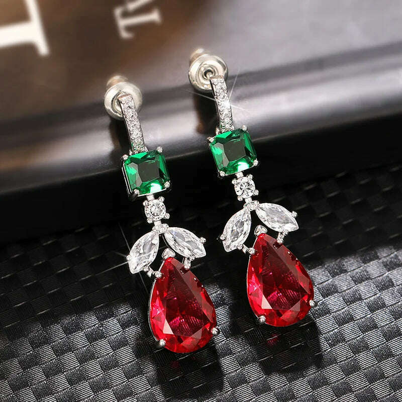 KIMLUD, Huitan Fashion Women's Drop Earrings with Bright Cubic Zirconia Gorgeous Creative Trendy Pendant Accessories for Anniversary, KIMLUD Womens Clothes