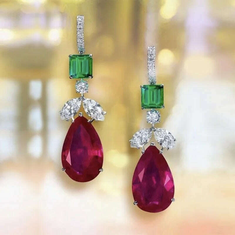 KIMLUD, Huitan Fashion Women's Drop Earrings with Bright Cubic Zirconia Gorgeous Creative Trendy Pendant Accessories for Anniversary, E2515, KIMLUD APPAREL - Womens Clothes