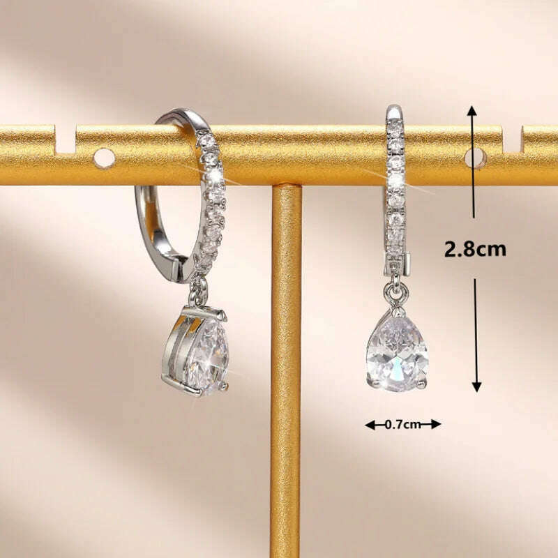 Huitan Simple Classic Square/Heart/Pear Cubic Zirconia Dangle Earrings for Women Timeless Style Wedding Trend Eternity Jewelry - KIMLUD