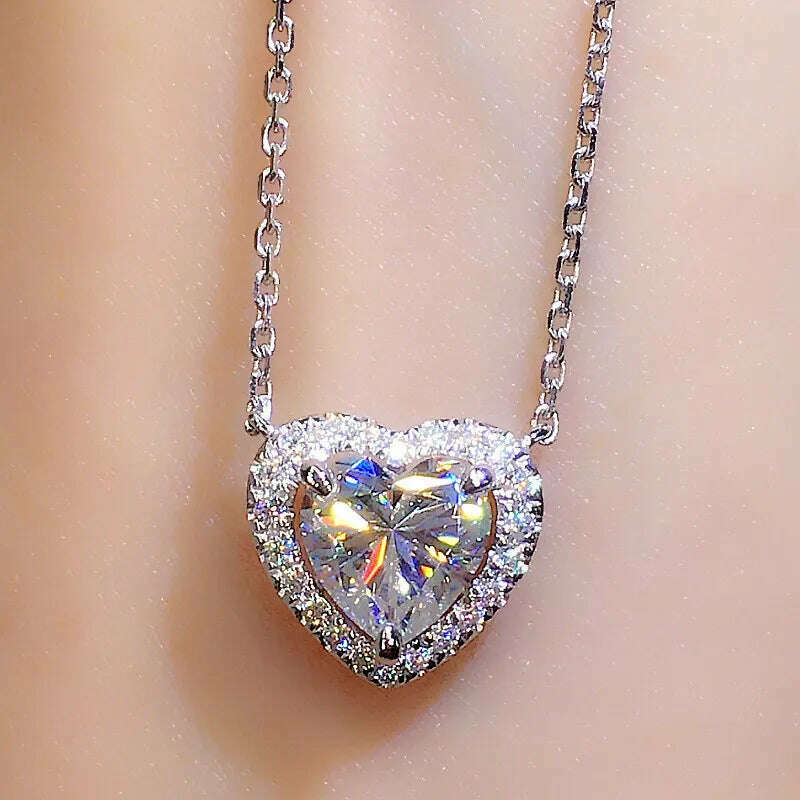 Huitan Wedding Trendy Love Necklace for Bride Brilliant Crystal Heart Cubic Zirconia Fashion Luxury Women Jewelry Wholesale Bulk - KIMLUD