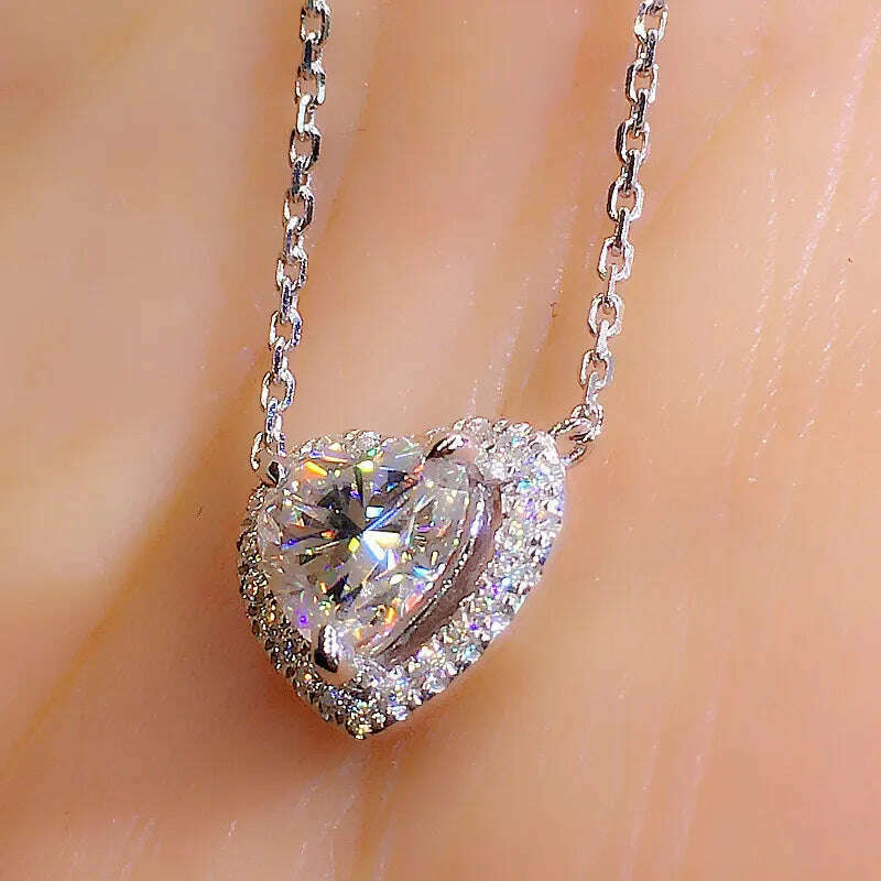 Huitan Wedding Trendy Love Necklace for Bride Brilliant Crystal Heart Cubic Zirconia Fashion Luxury Women Jewelry Wholesale Bulk - KIMLUD