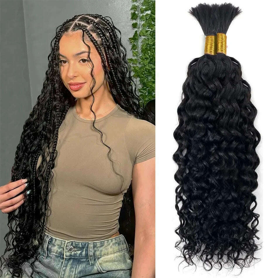 Human Braiding Hair Deep Wave Curly Bulk Human Hair 100g No Weft Human Hair Bundles Micro Human Braiding Hair for Boho Braids - KIMLUD