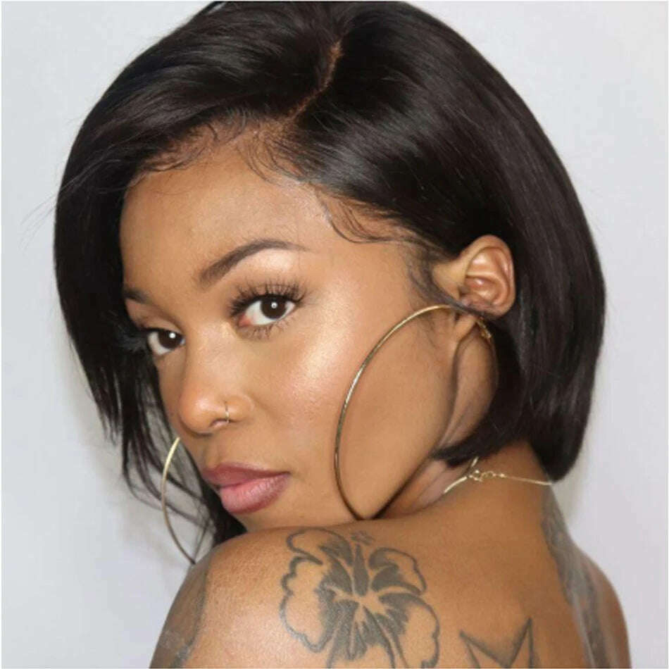 Human Hair 13X2 Wigs Short Pixie Cut Wigs Straight Bob HD Transparent ISEE Lace Frontal Wigs For Black Women 250Density Perruque - KIMLUD