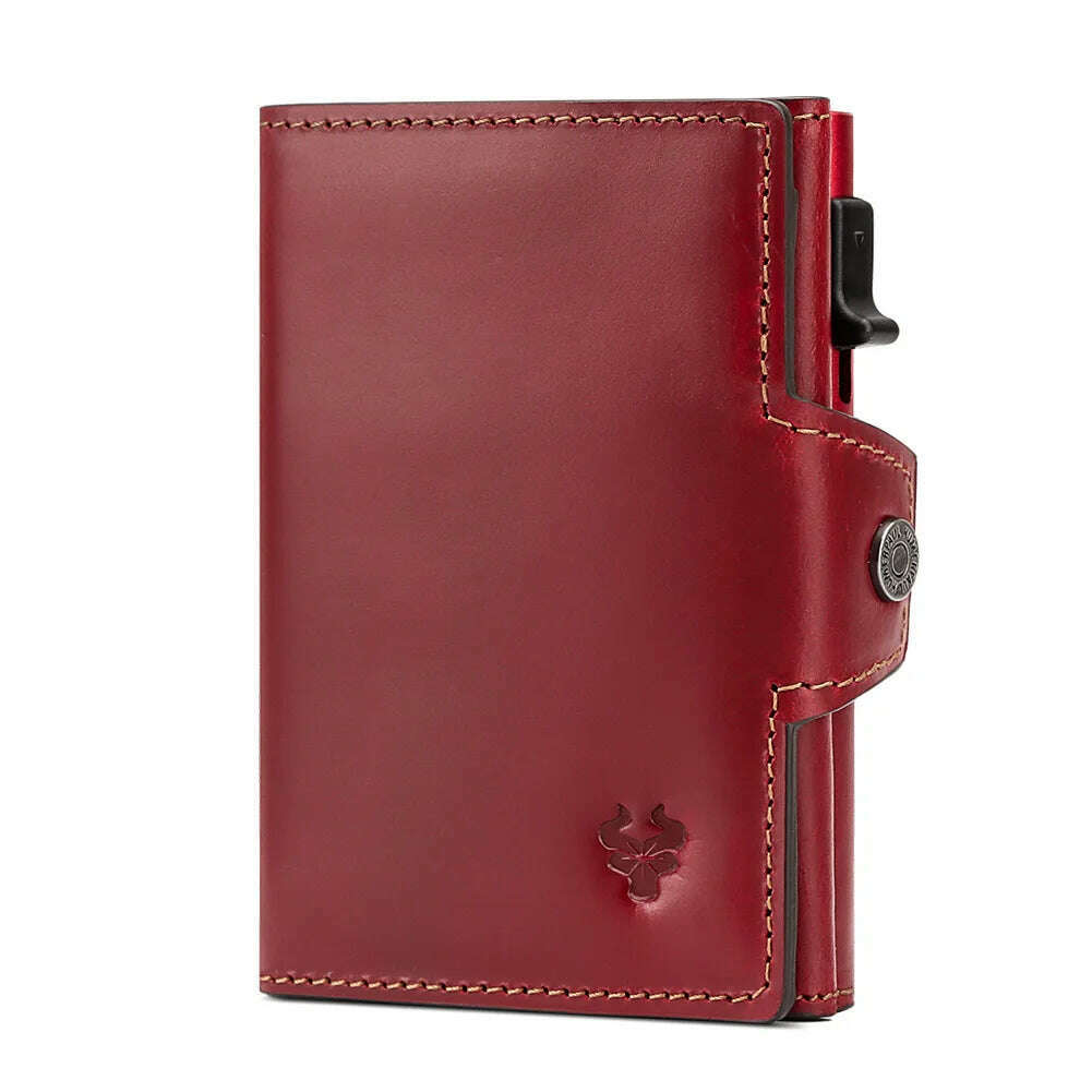 HUMERPAUL Smart Pop Up Card Wallet for Men RFID Genuine Leather Card Case Slim Women Zip Coin Purse with Notes Compartment - KIMLUD