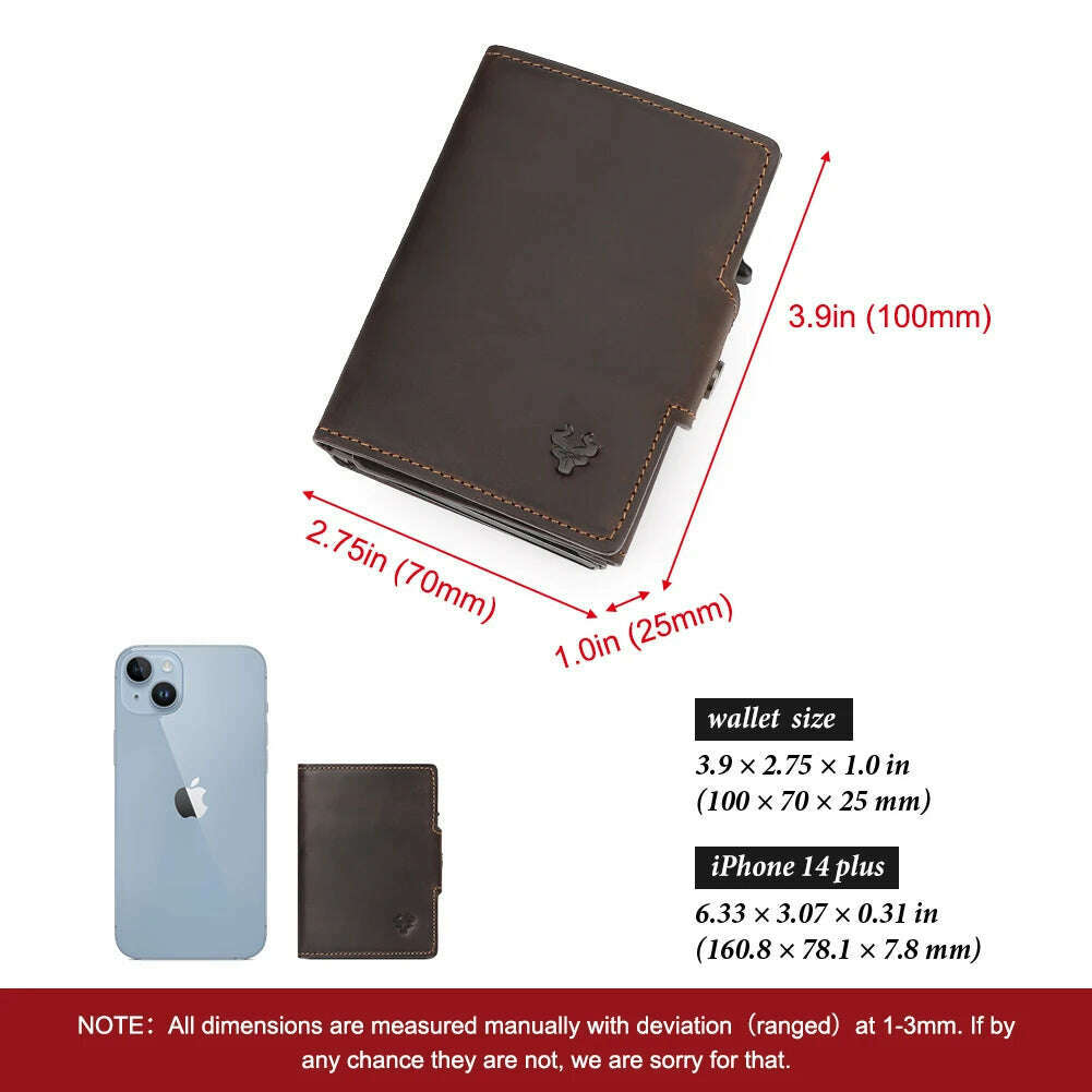 HUMERPAUL Smart Pop Up Card Wallet for Men RFID Genuine Leather Card Case Slim Women Zip Coin Purse with Notes Compartment - KIMLUD