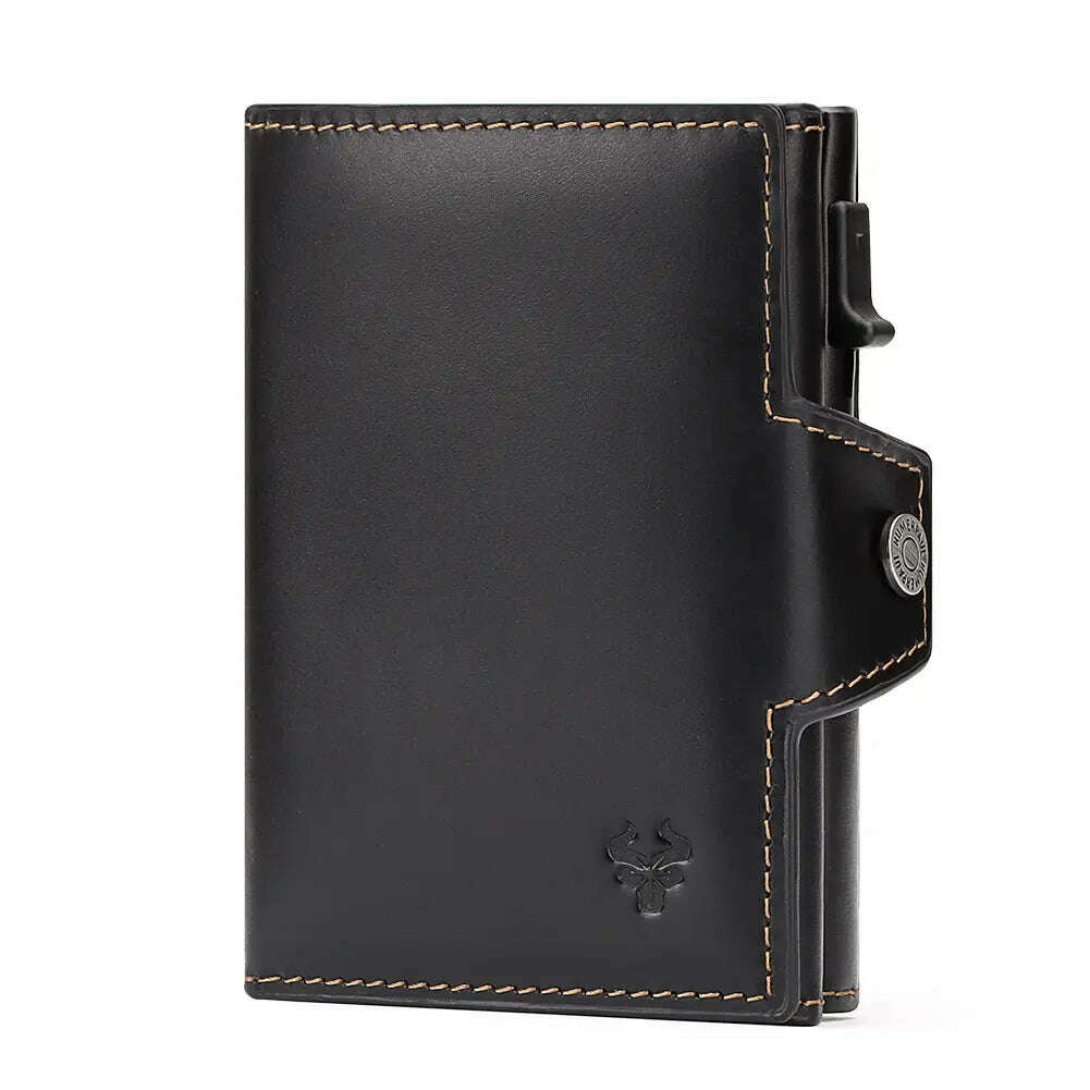 HUMERPAUL Smart Pop Up Card Wallet for Men RFID Genuine Leather Card Case Slim Women Zip Coin Purse with Notes Compartment - KIMLUD