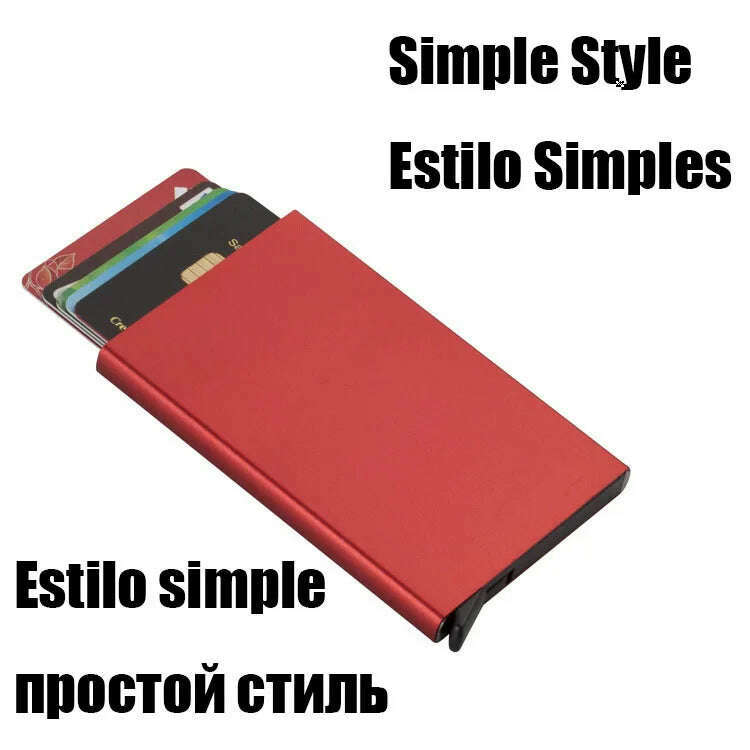 KIMLUD, ID Credit Bank Card Holder Wallet Luxury Brand Men Anti Rfid Blocking Protected Magic Leather Slim Mini Small Money Wallets Case, Simple Version Red, KIMLUD APPAREL - Womens Clothes