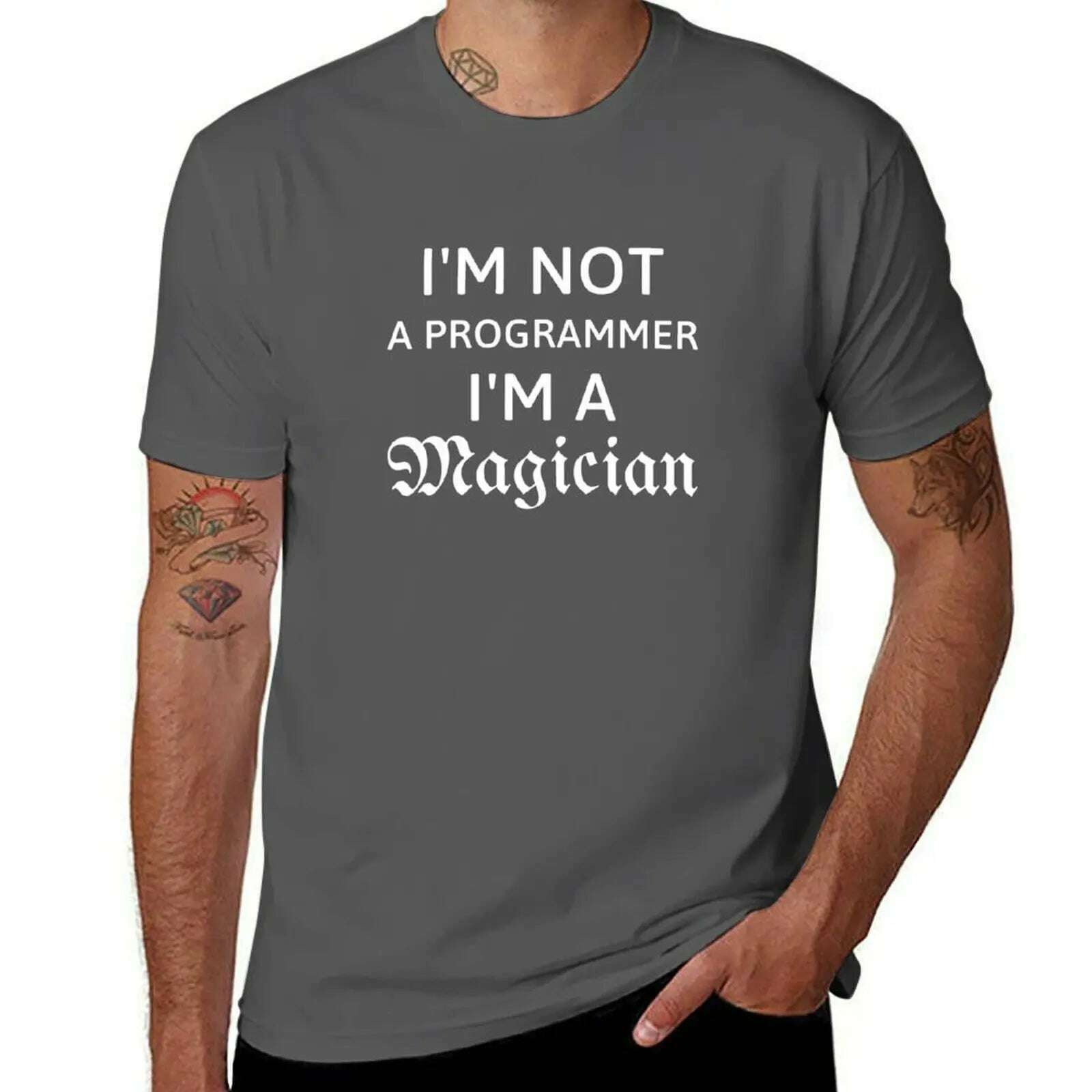 KIMLUD, I'm not a Programmer I'm a magician gift for programmer T-Shirt customs sweat workout shirts for men, KIMLUD Womens Clothes