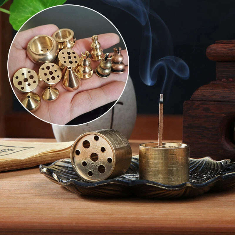 KIMLUD, Incense Stick Mine-hole Incense Holder Teahouse Zen Buddhist Supplies Brass Burner Incense Plate Portable Buddha Accessories, KIMLUD Womens Clothes