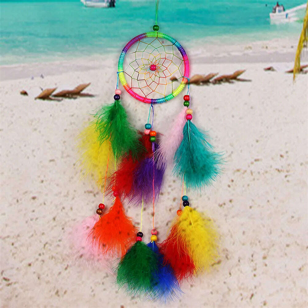 KIMLUD, Indian Style Dreamcatcher Handmade Wind Chimes Hanging Pendant Dream Catcher Home Wall Art Hangings Decorations, KIMLUD Womens Clothes