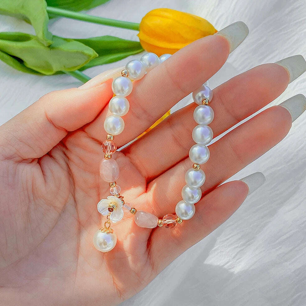 Ingemark Boho Imitation Pearl Chain Coin Pendant Bracelets Set for Women on Hand Vintage Snake Link Bangles Couple Wrist Jewelry - KIMLUD