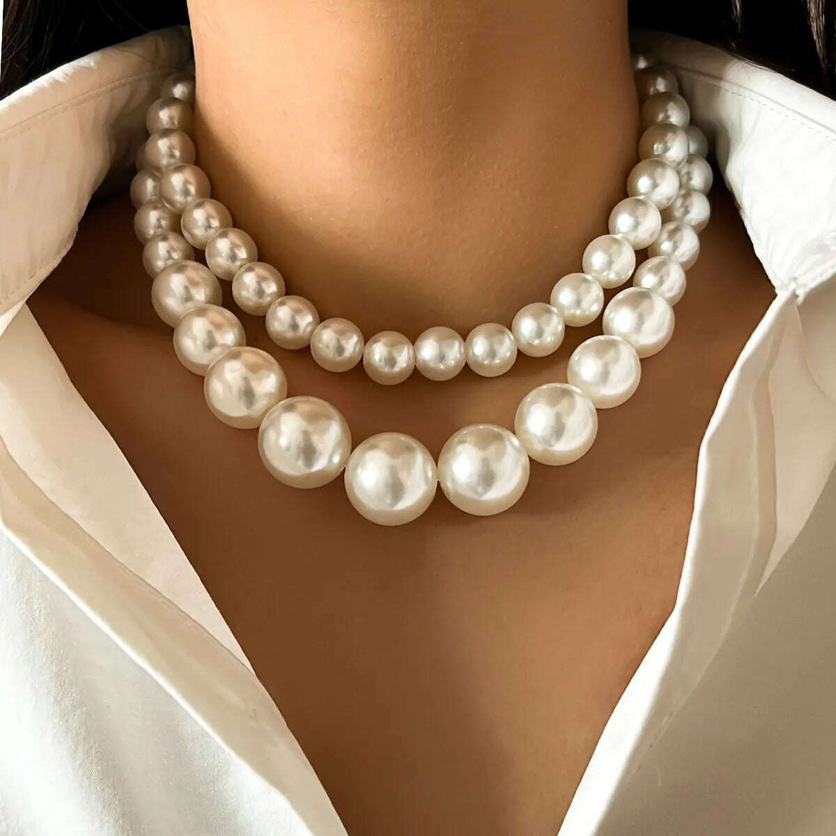 IngeSight.Z Elegant 2pcs/set Imitation Pearl Beaded Choker Necklaces Collar for Women 2023 Wedding Bridal Party Jewelry Gift - KIMLUD