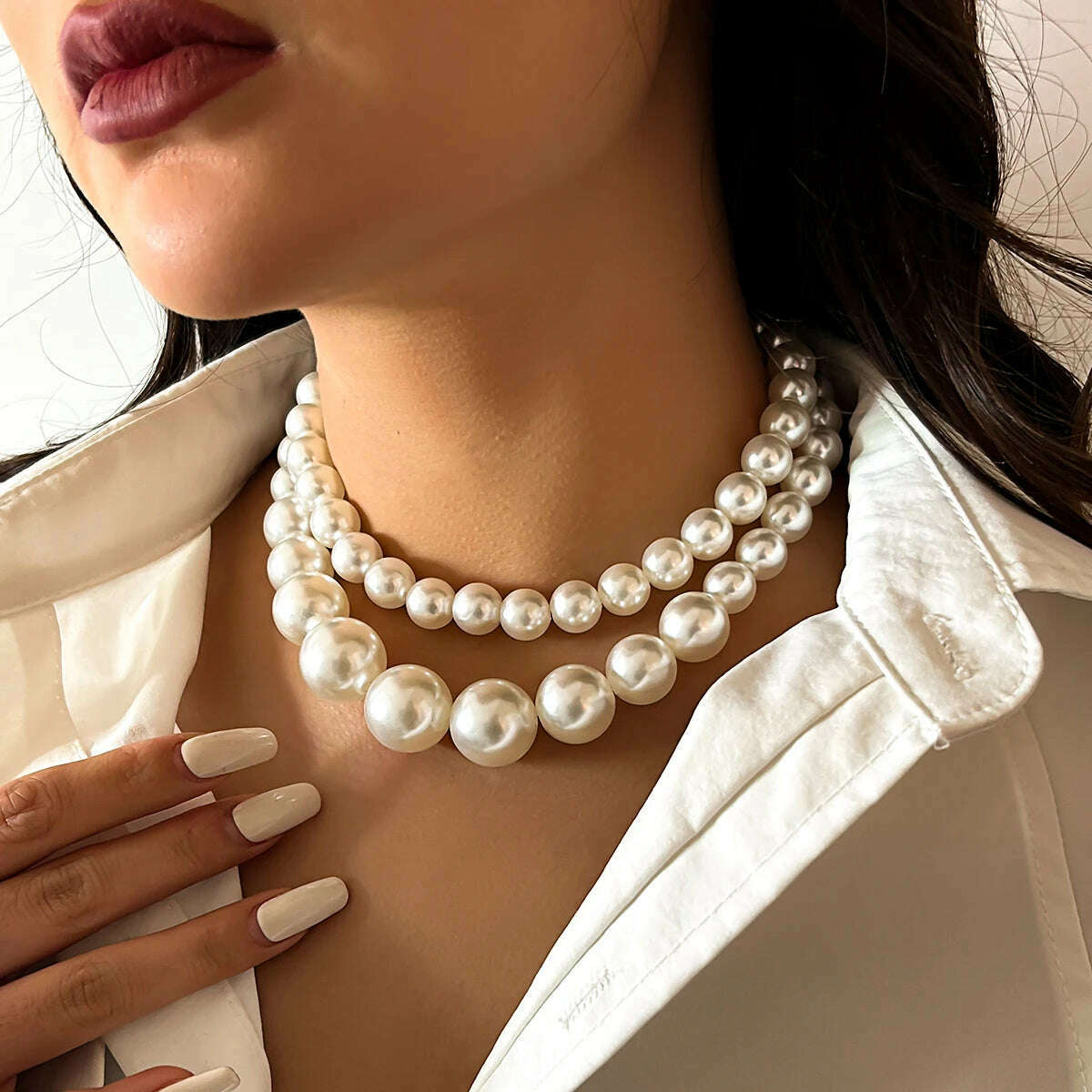 IngeSight.Z Elegant 2pcs/set Imitation Pearl Beaded Choker Necklaces Collar for Women 2023 Wedding Bridal Party Jewelry Gift - KIMLUD