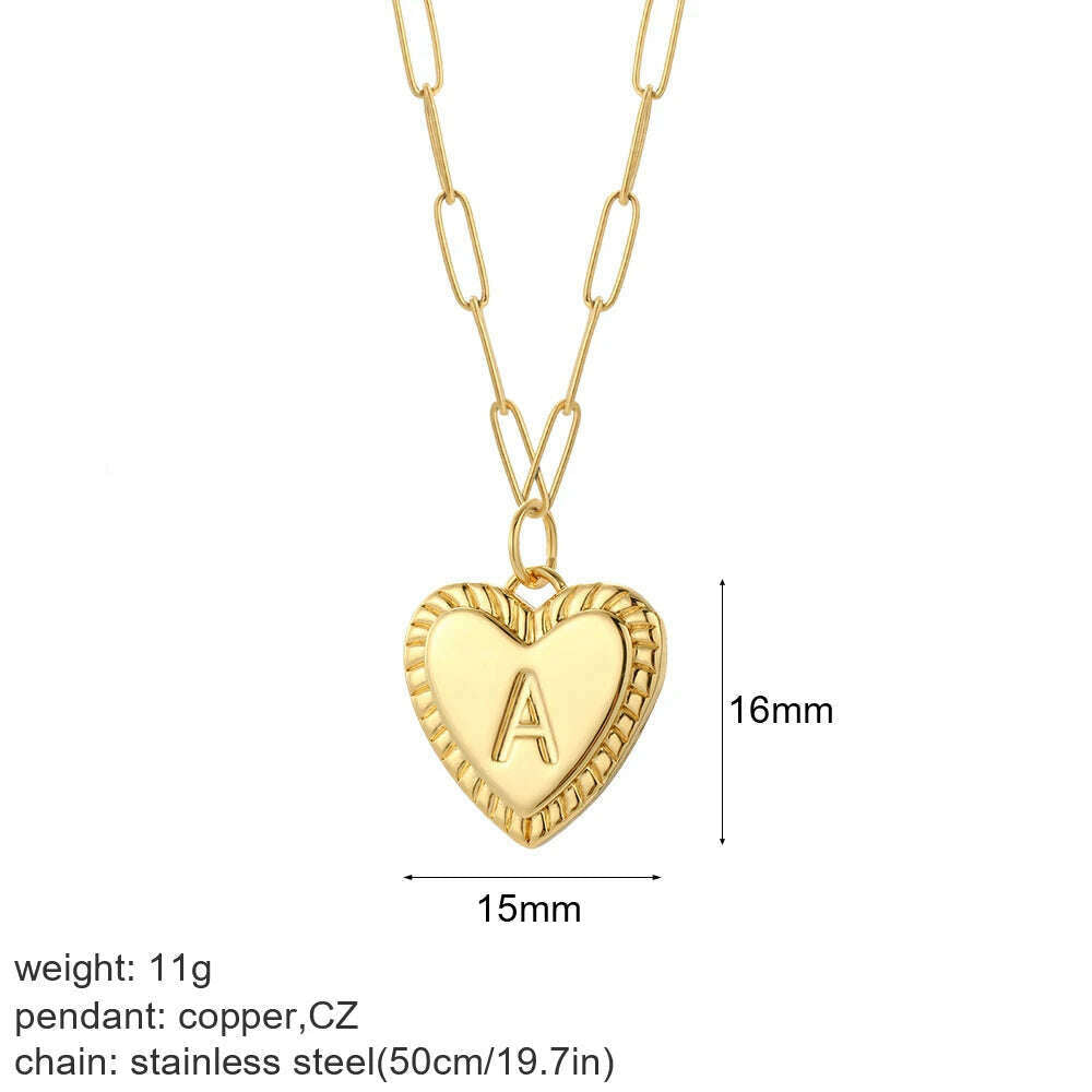 initial Letter Name Necklace for Women A-Z Alphabet Initial Pendant Choker Gold Color Collares Long Stainless Steel Chains Link - KIMLUD