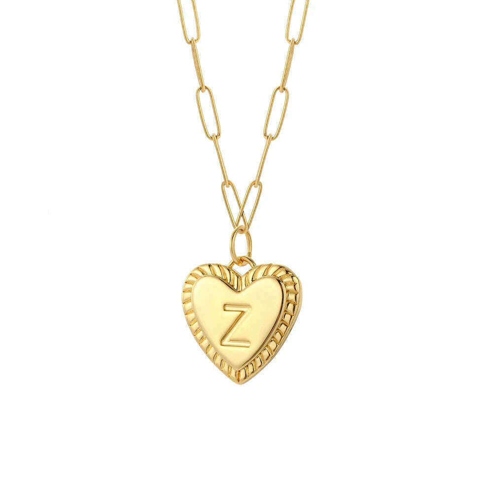 KIMLUD, initial Letter Name Necklace for Women A-Z Alphabet Initial Pendant Choker Gold Color Collares Long Stainless Steel Chains Link, Z, KIMLUD APPAREL - Womens Clothes