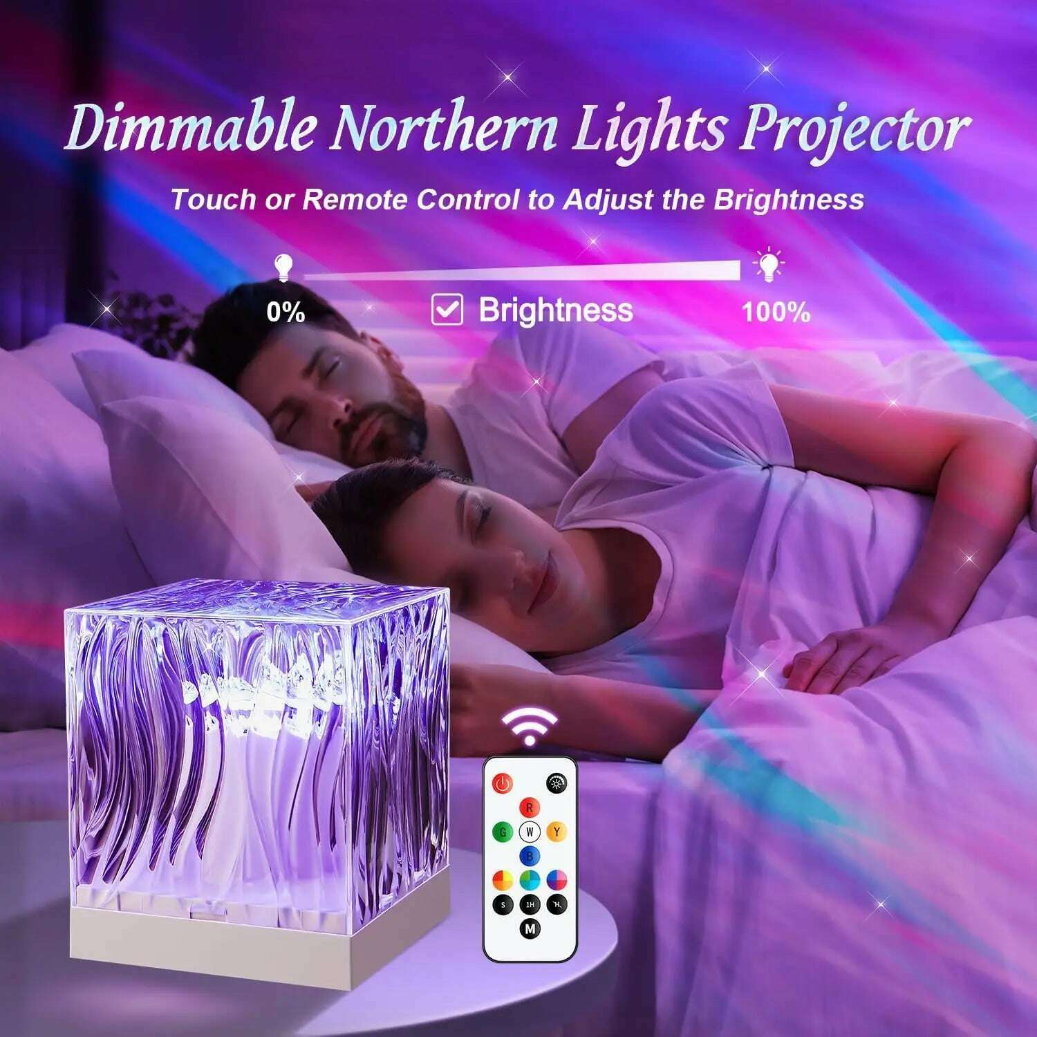 KIMLUD, Ins Style RGB Remote Dynamic Rotary Water Ripple Dream Aurora Projector Home Bedroom Decor Northern Lights Table Lamp, KIMLUD Womens Clothes